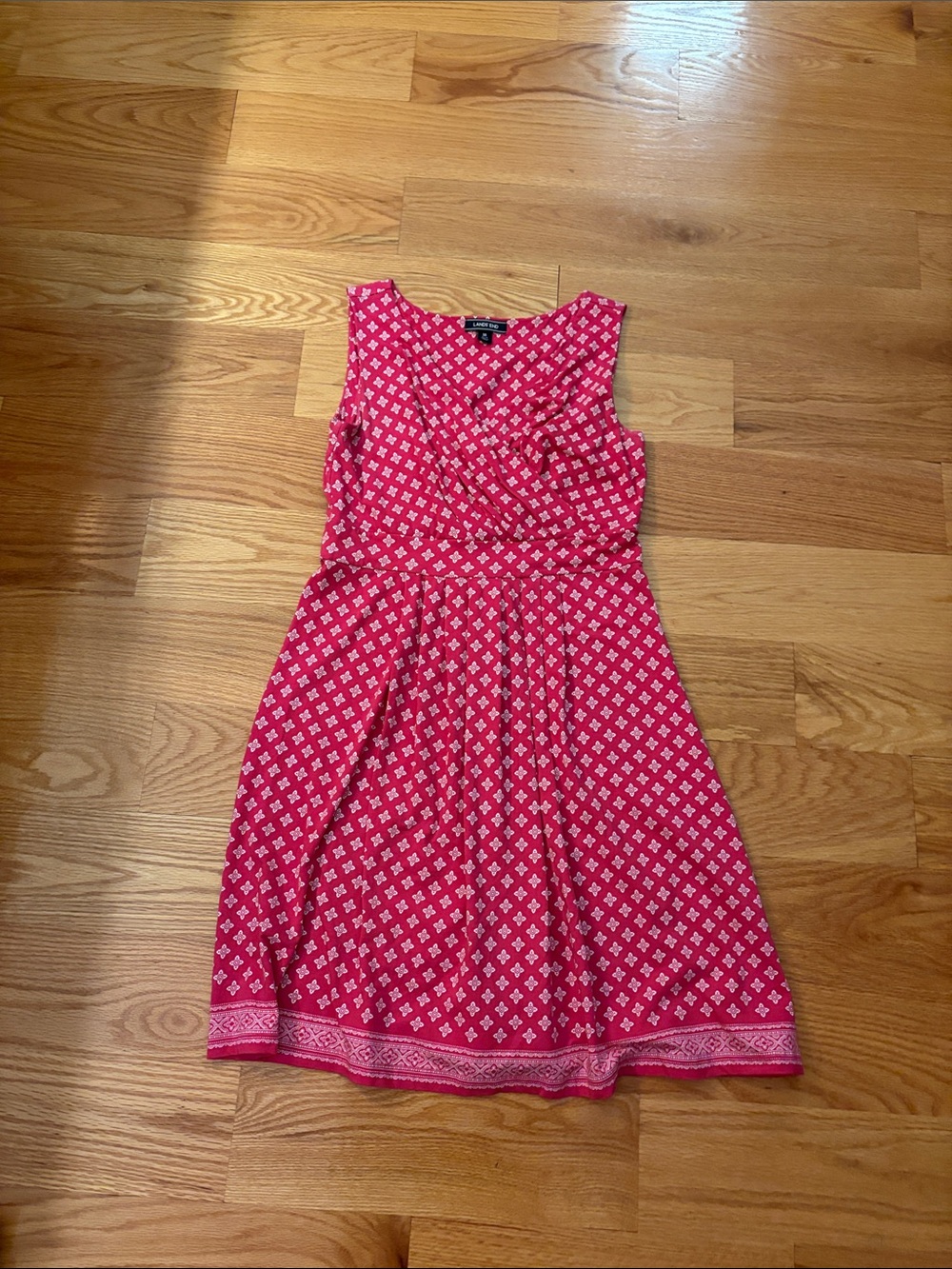 Lands' End Fuchsia Pink Sleeveless Printed Midi Dress